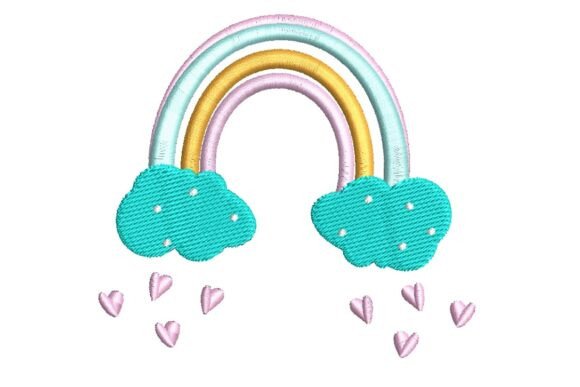 Sweet Pastel Rainbow and Clouds with Hearts Review
